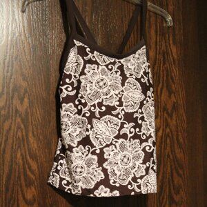 Ativa Brown Floral 2 Piece Swimsuit, Size 8 Top and 10 Bottom